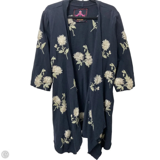 Sweater Cardigan By Johnny Was In Black & Cream, Size: M