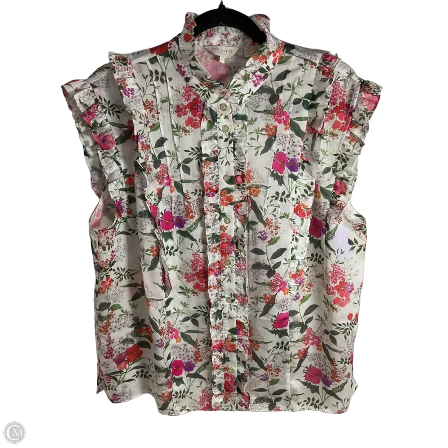 Top Short Sleeve By Ted Baker In Floral Print, Size: L