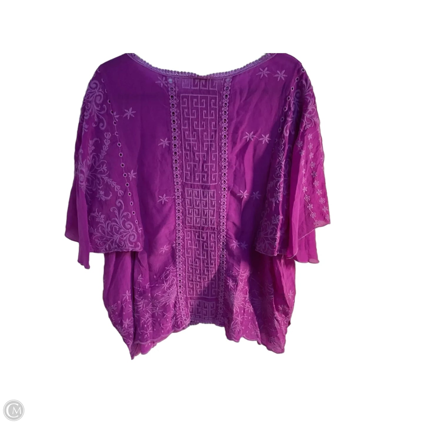 Blouse Short Sleeve By Johnny Was In Pink, Size: Xl