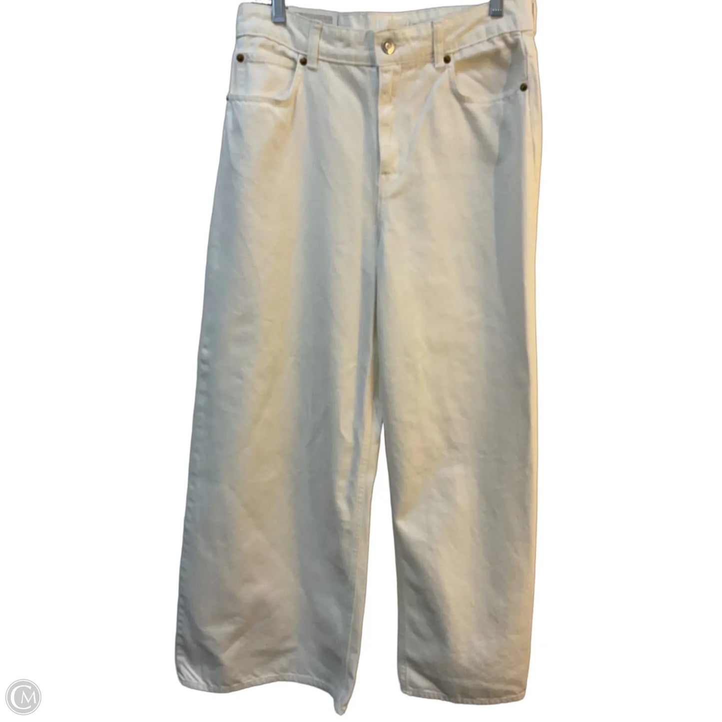 Jeans Wide Leg By H&m In White Denim, Size: 8