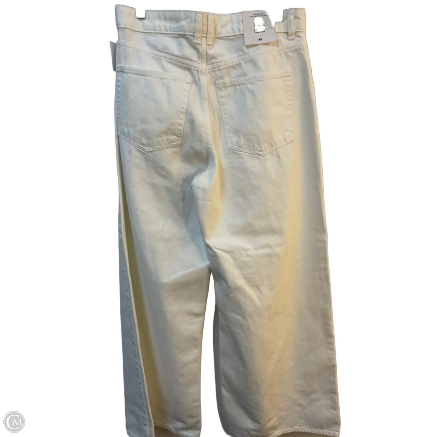 Jeans Wide Leg By H&m In White Denim, Size: 8