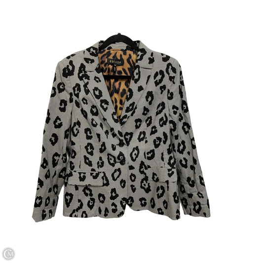 Blazer Designer By Escada In Leopard Print, Size: M