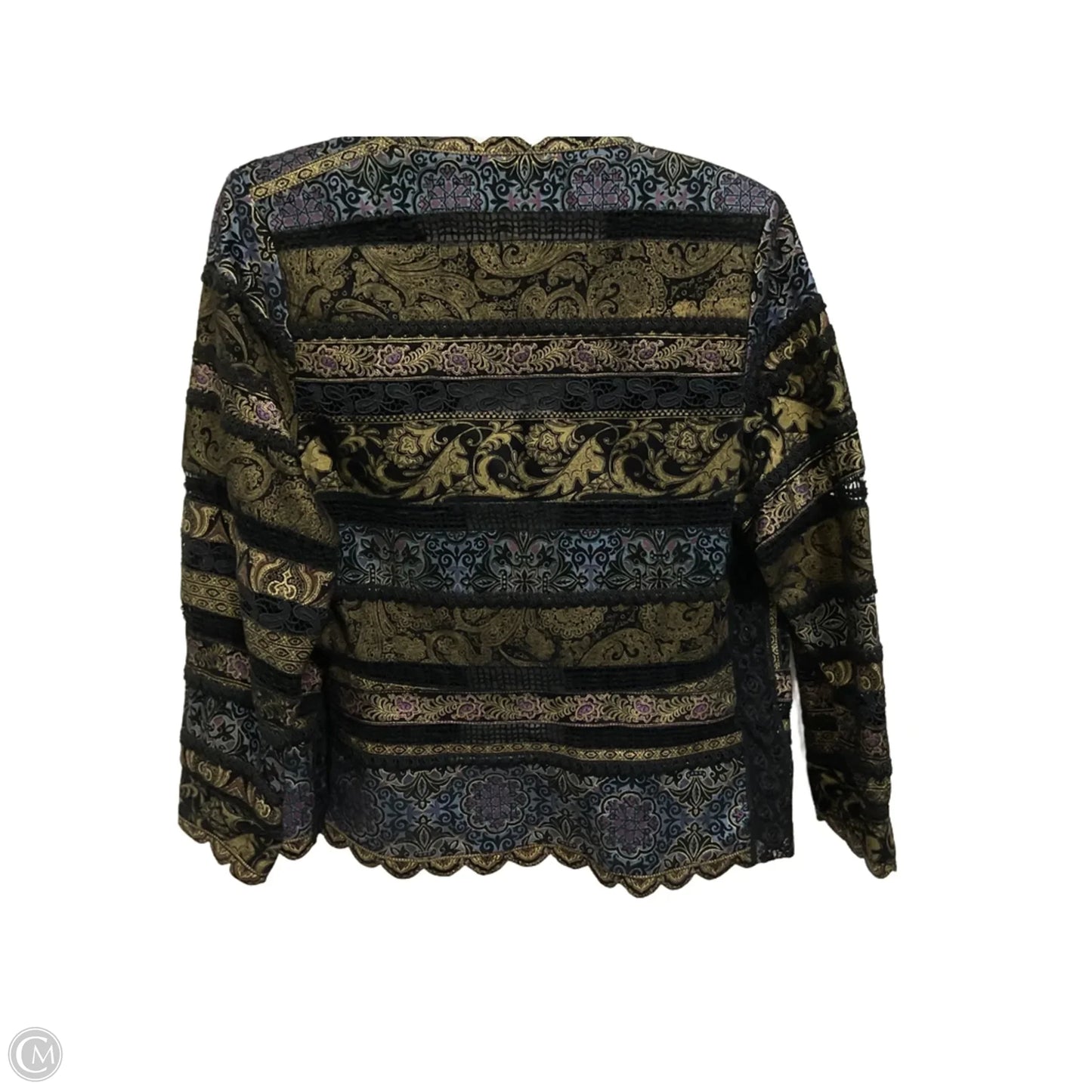 Jacket Designer By Roberto Cavalli In Black & Gold, Size: L
