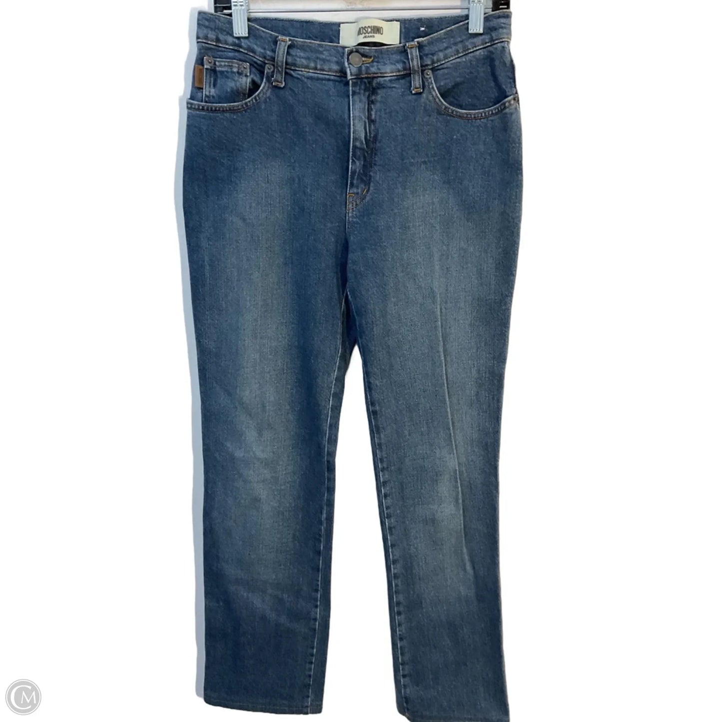 Jeans Luxury Designer By Moschino In Blue Denim, Size: 8