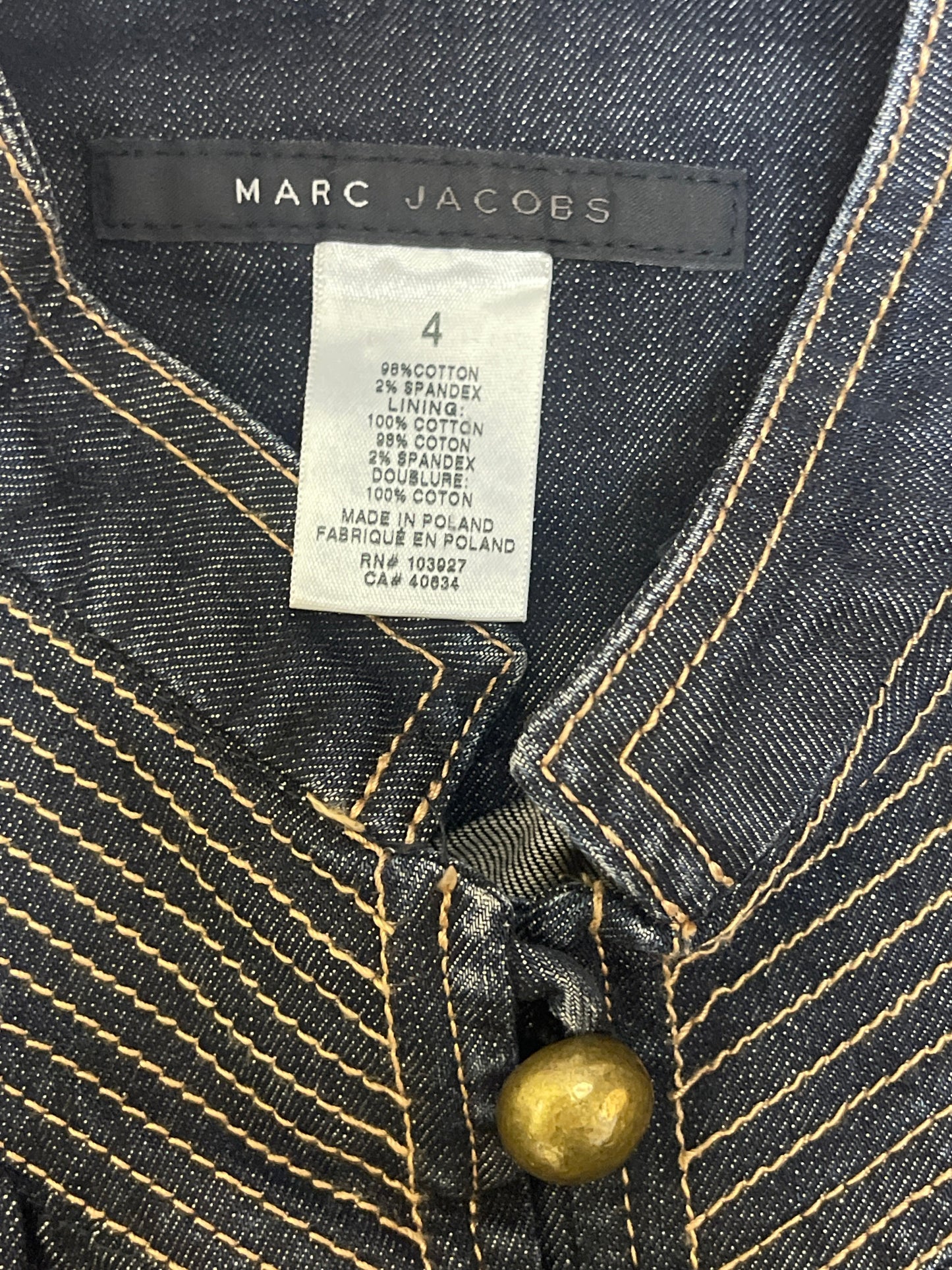 Jacket Denim By Marc Jacobs In Blue Denim, Size: S