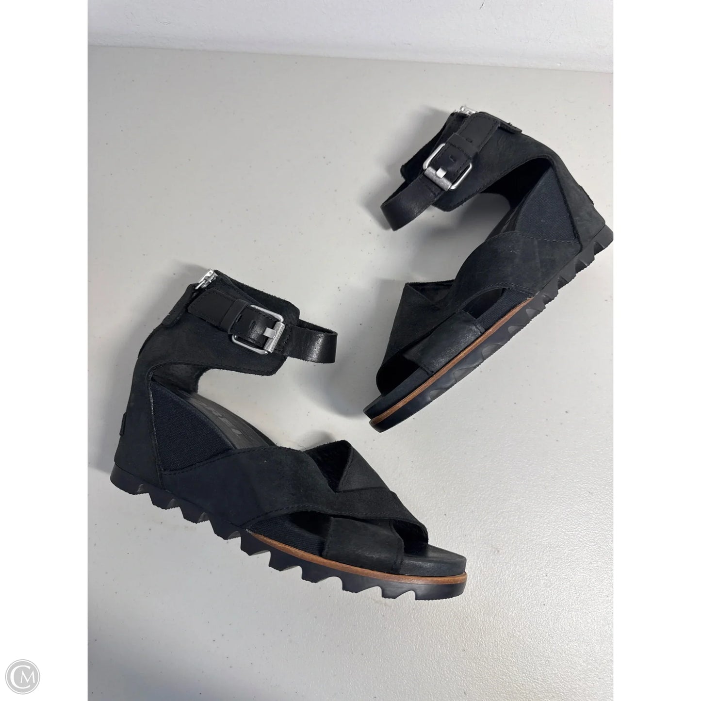 Sandals Heels Wedge By Sorel In Black, Size: 9