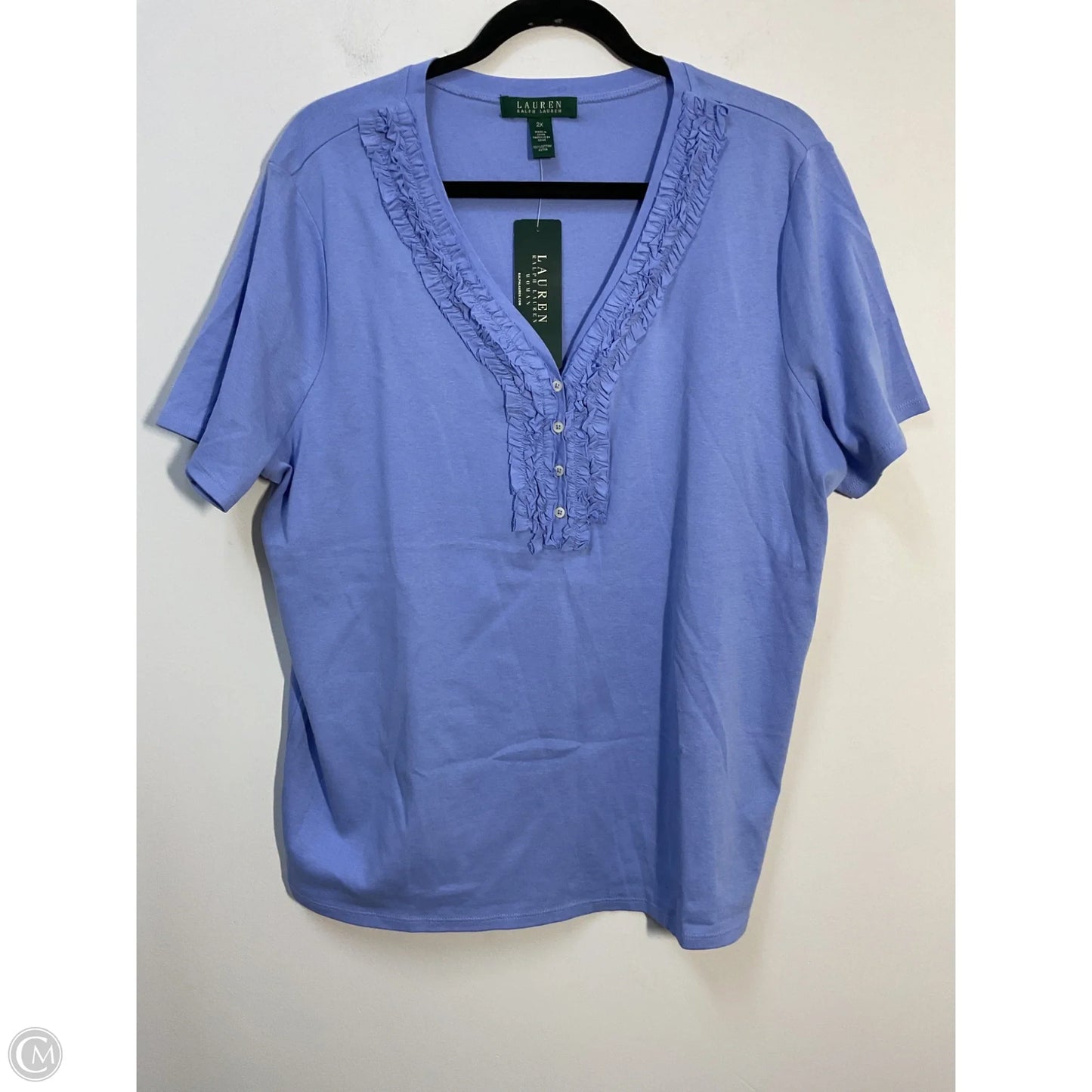 Top Short Sleeve By Lauren By Ralph Lauren In Purple, Size: 2x