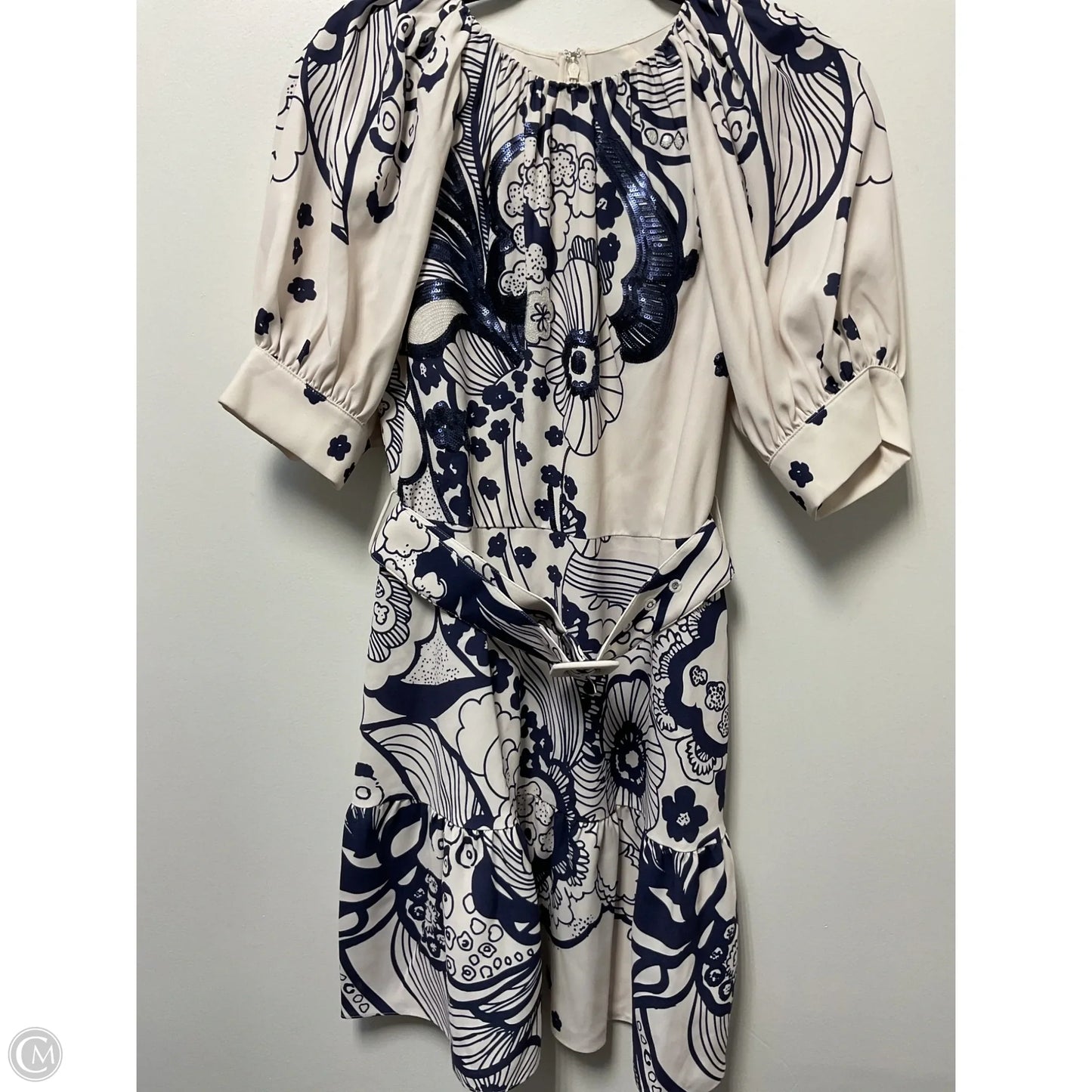 Dress Casual Midi By Ted Baker In Blue & White, Size: S