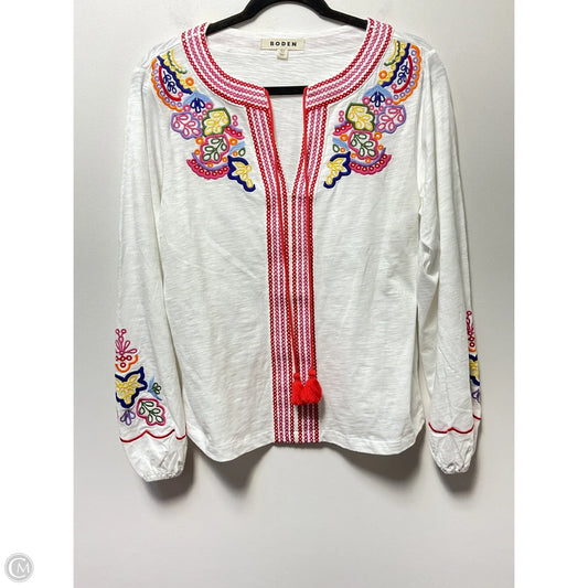 Top Long Sleeve By Boden In White, Size: M
