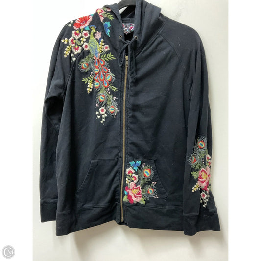 Sweatshirt Hoodie By Johnny Was In Black, Size: L