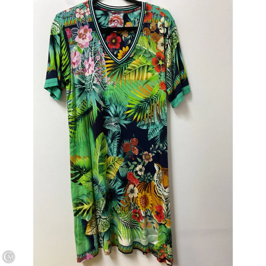 Tunic Short Sleeve By Johnny Was In Tropical Print, Size: L