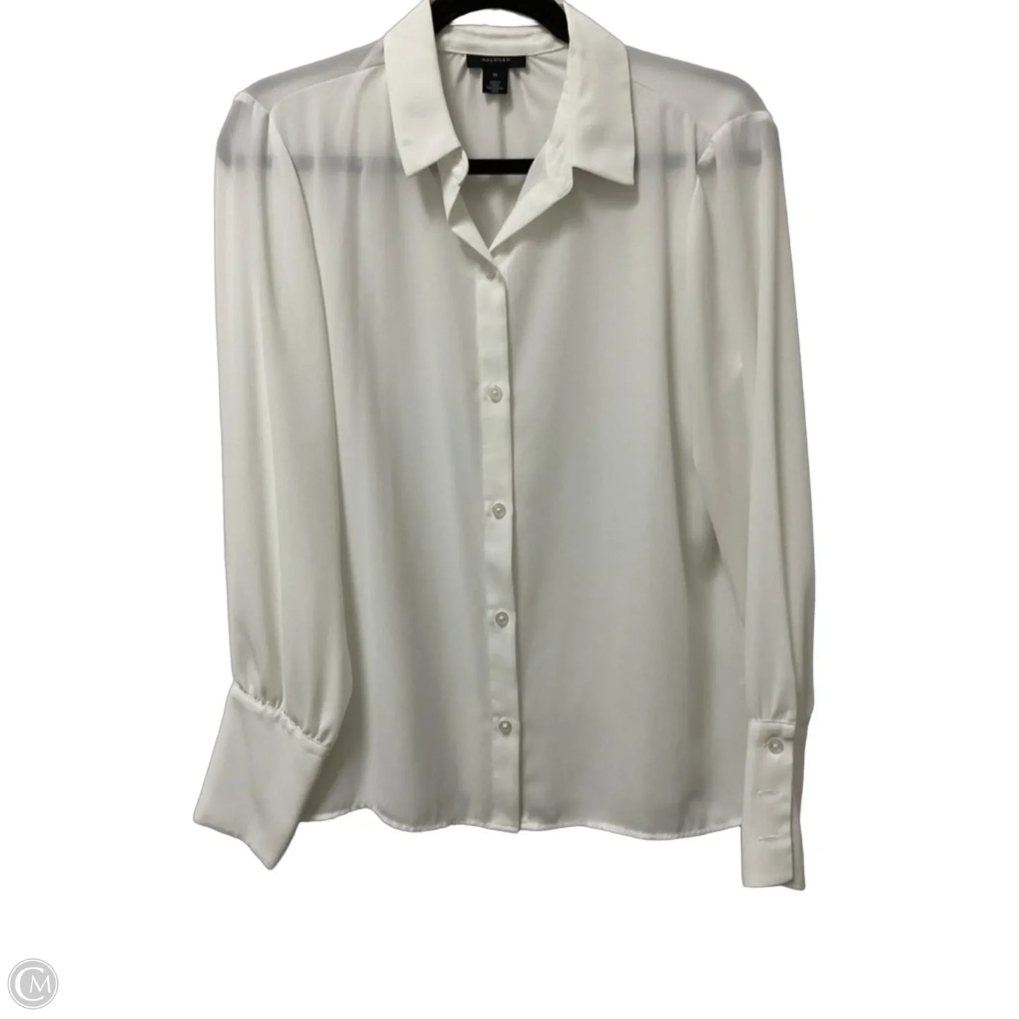Blouse Long Sleeve By Halogen In White, Size: M