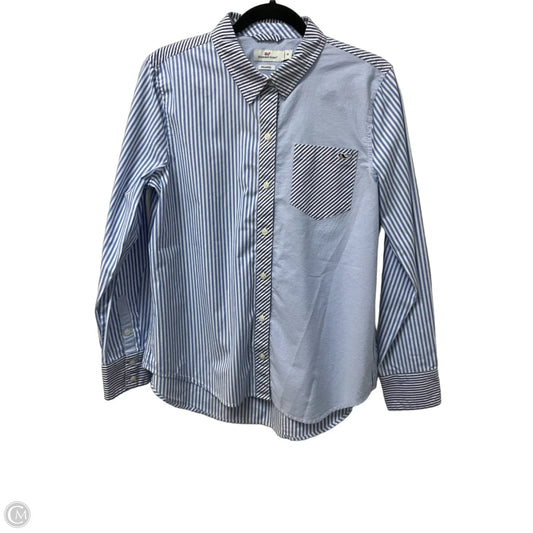 Top Long Sleeve By Vineyard Vines In Blue & White, Size: M