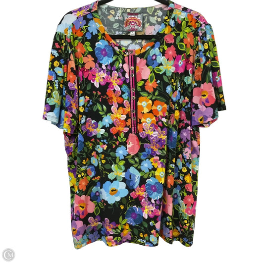 Top Short Sleeve By Johnny Was In Floral Print, Size: Xl