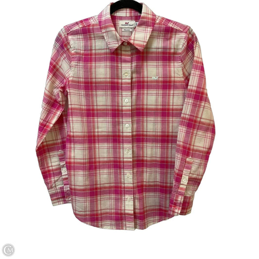 Top Long Sleeve By Vineyard Vines In Pink & White, Size: Xs