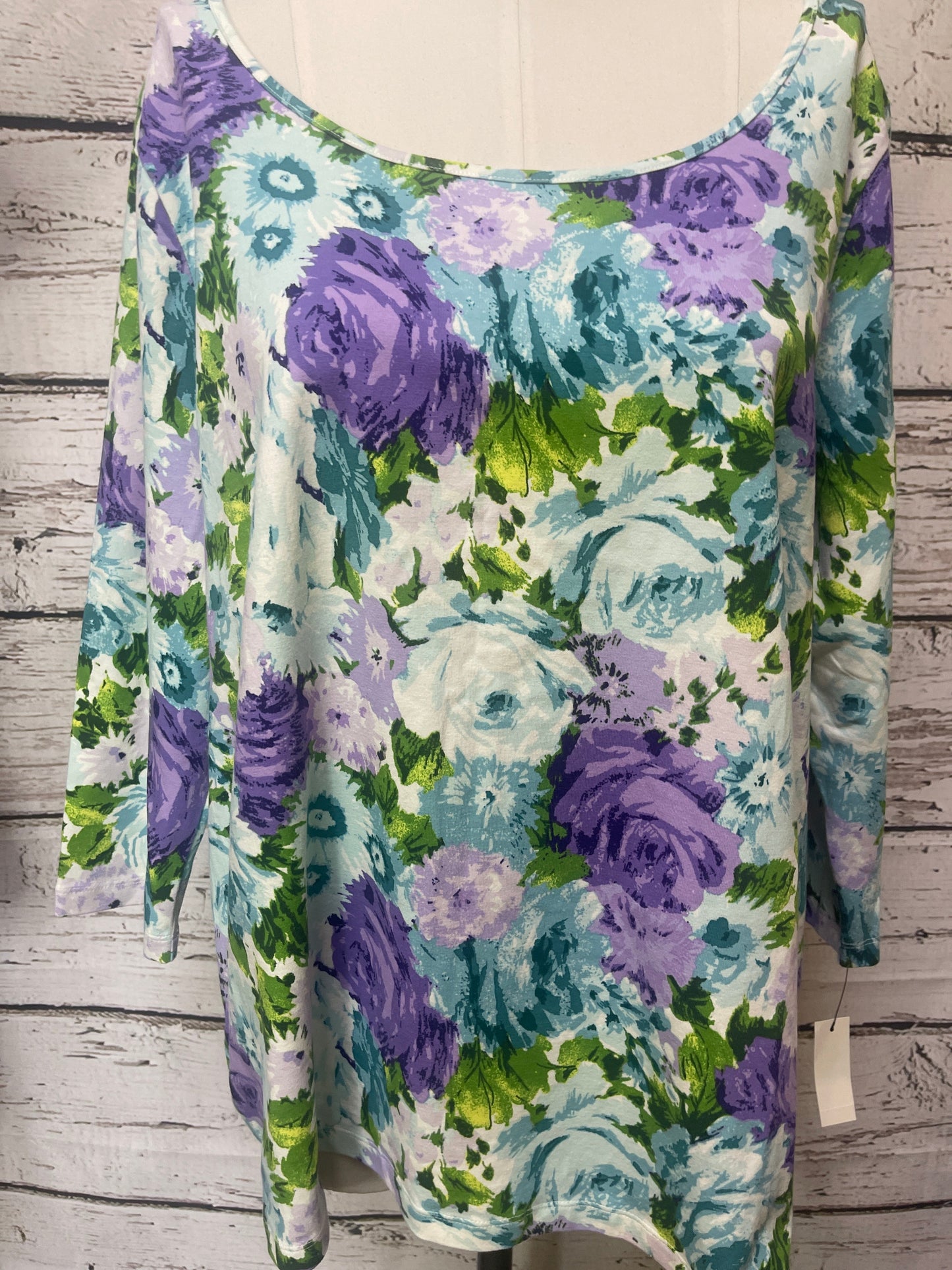 Blue & Purple Top 3/4 Sleeve Talbots, Size 2x