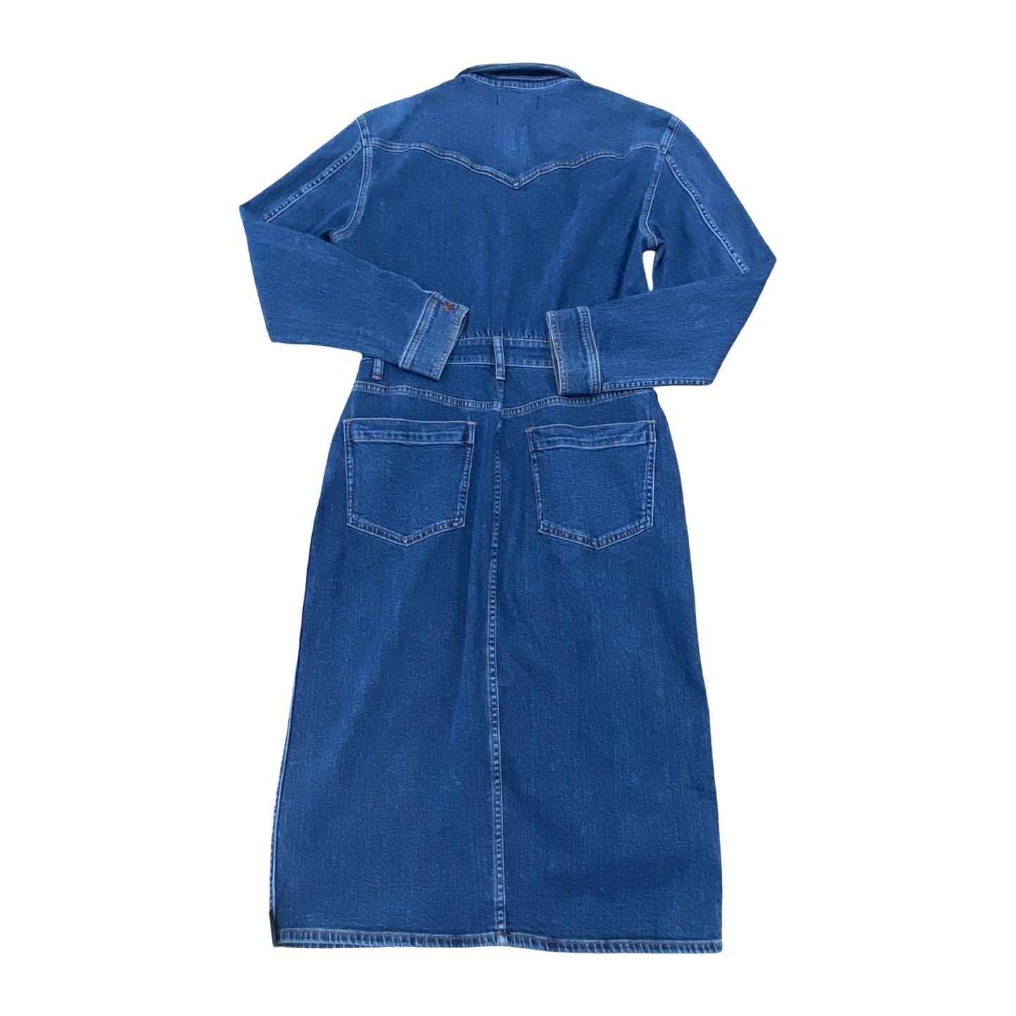 Dress Casual Midi By Madewell In Blue Denim, Size:6