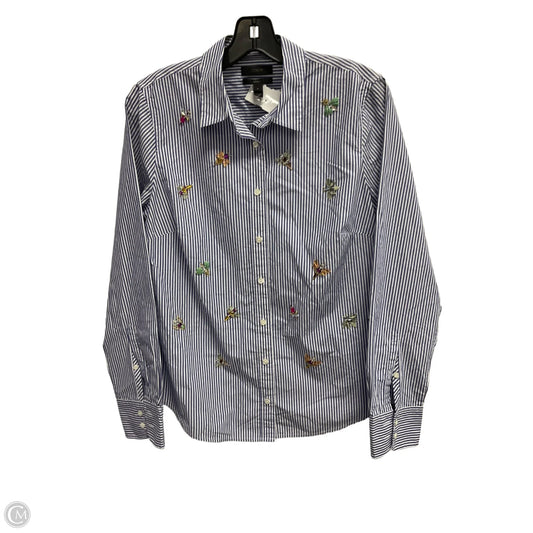 Blouse Long Sleeve By J. Crew In Striped Pattern, Size: M