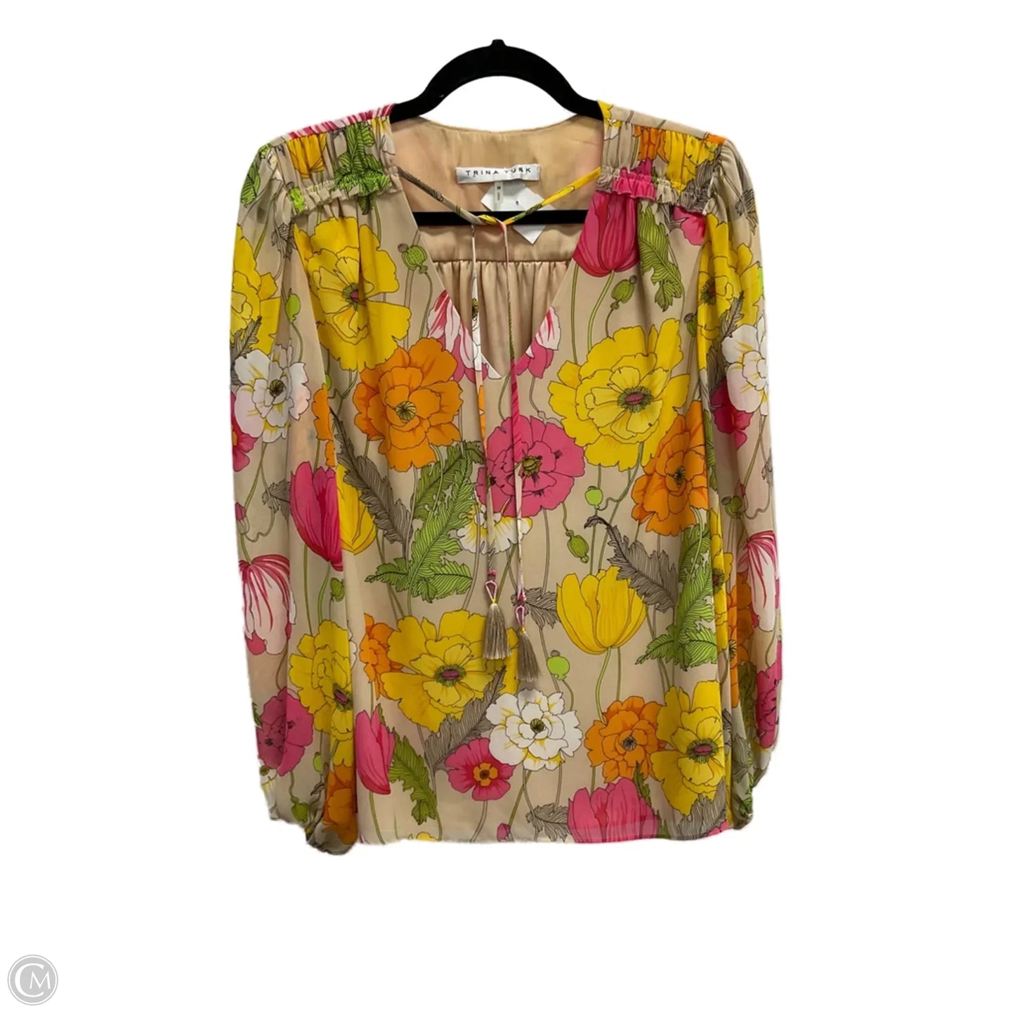 Blouse Long Sleeve By Trina Turk In Floral Print, Size: M