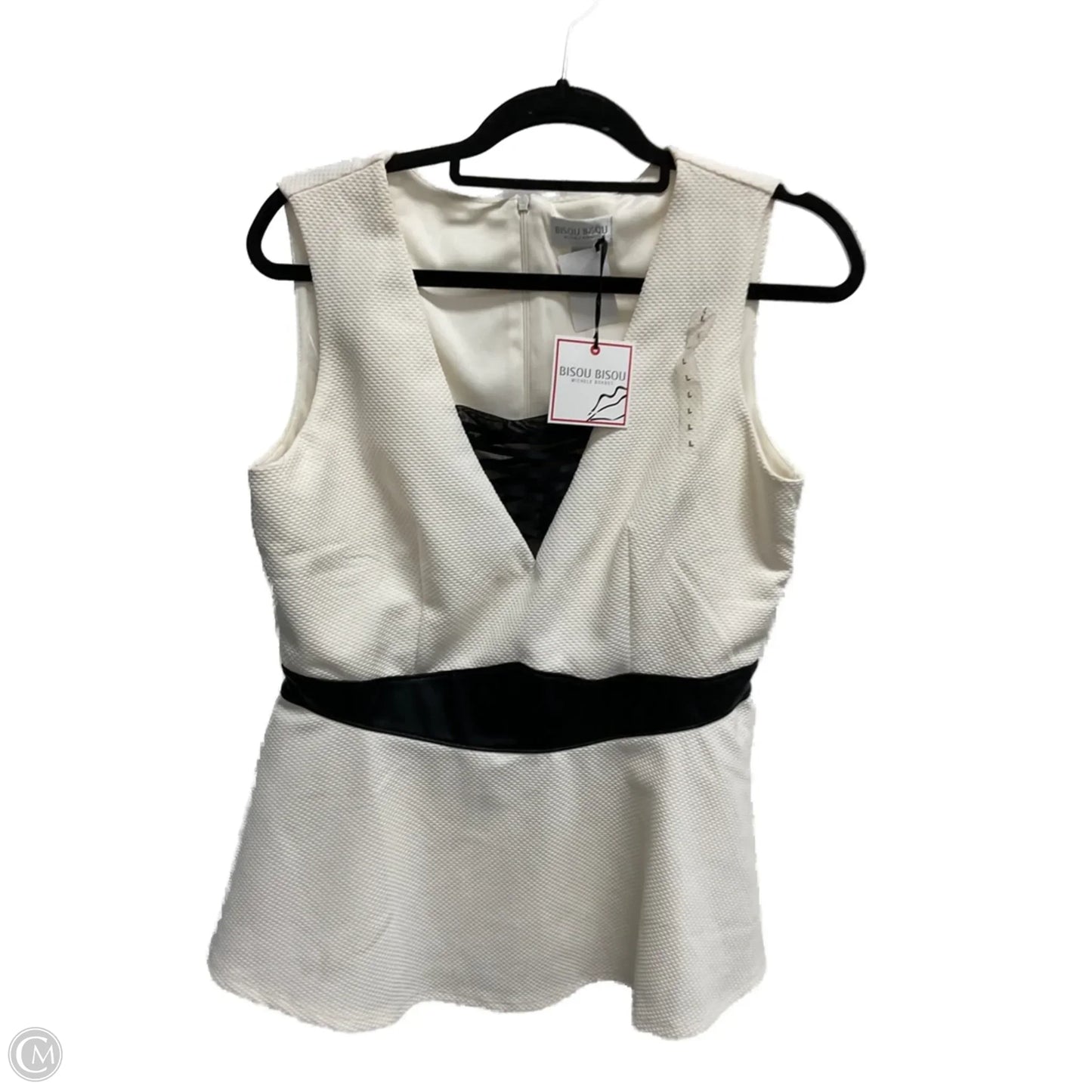 Top Sleeveless By Bisou Bisou In Black & Cream, Size: L