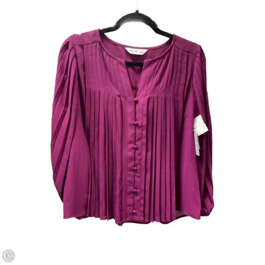 Blouse Long Sleeve By Nine West In Purple, Size: Xs