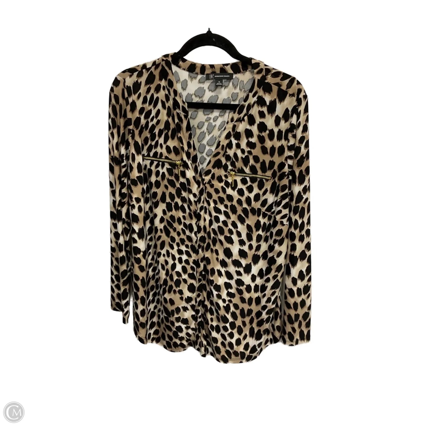 Top Long Sleeve By Inc In Leopard Print, Size: 1x
