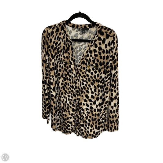 Top Long Sleeve By Inc In Leopard Print, Size: 1x
