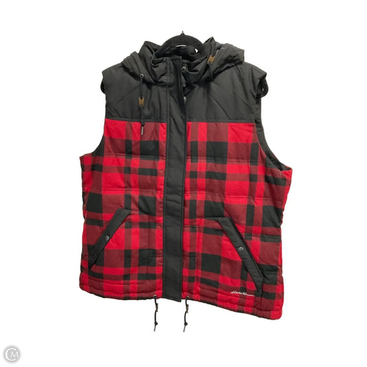 Vest Puffer & Quilted By Eddie Bauer In Checkered Pattern, Size: Xxl
