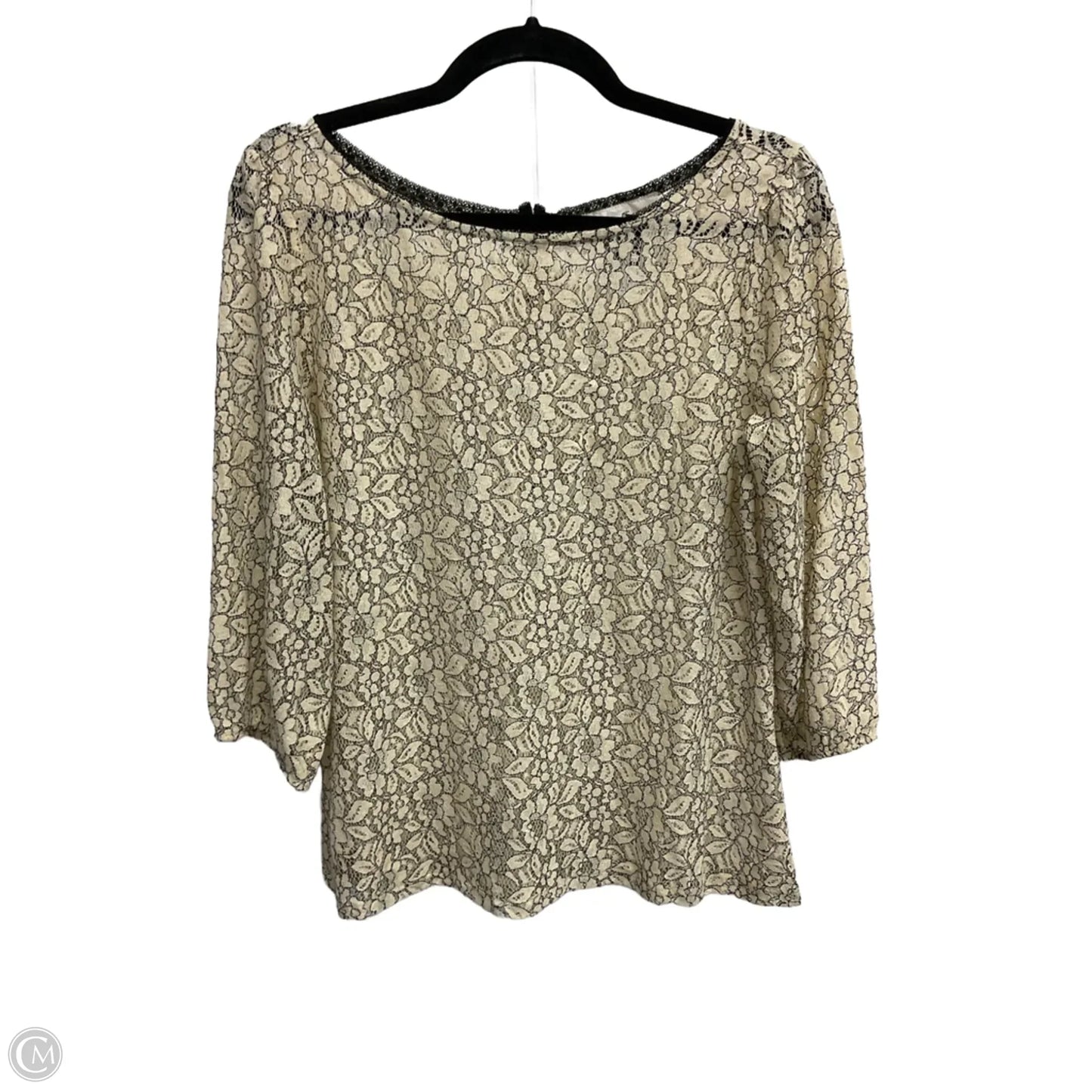 Top 3/4 Sleeve By Loft In Cream, Size: M