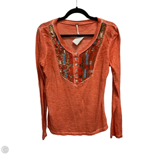 Top Long Sleeve By Free People In Orange, Size: L