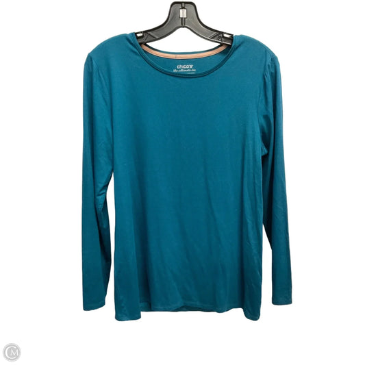 Top Long Sleeve Basic By Chicos In Teal, Size: M