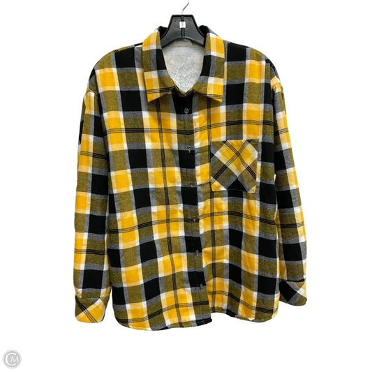 Jacket Shirt By Andree By Unit In Plaid Pattern, Size: M