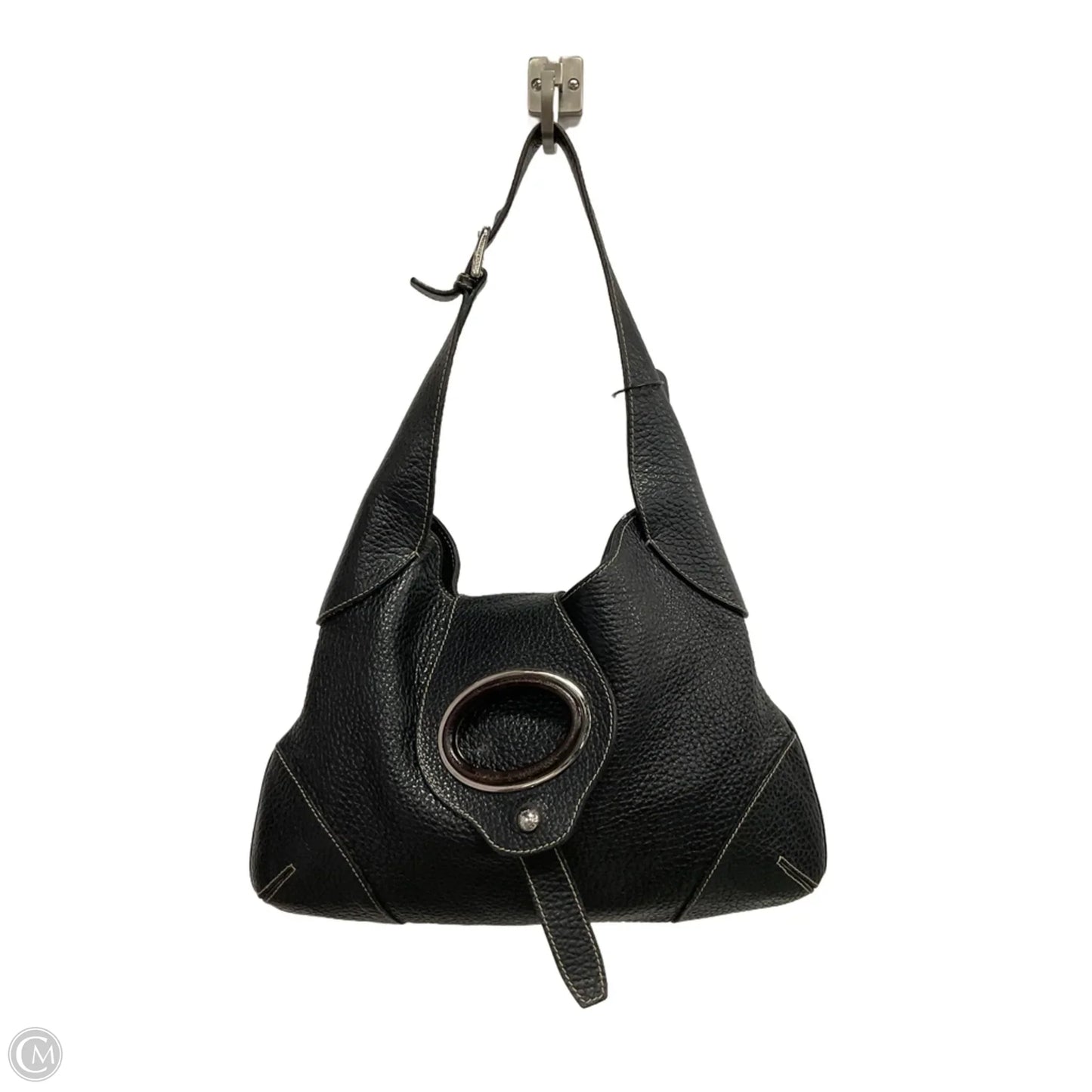 Pebbled Leather O-Ring Shoulder Bag By Dolce And Gabbana, Size: Large