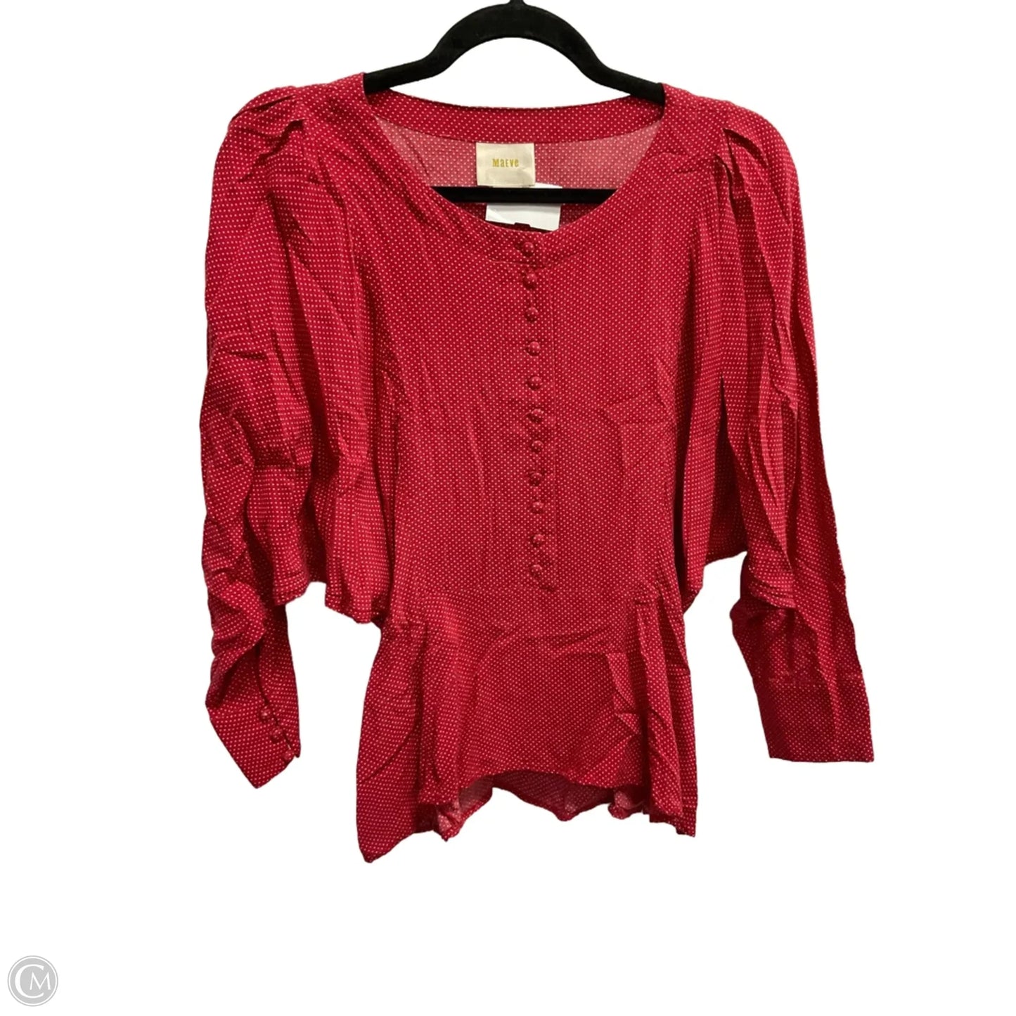 Blouse Long Sleeve By Maeve In Polkadot Pattern, Size: S