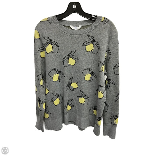 Sweater By Time And Tru In Grey & Yellow, Size: L