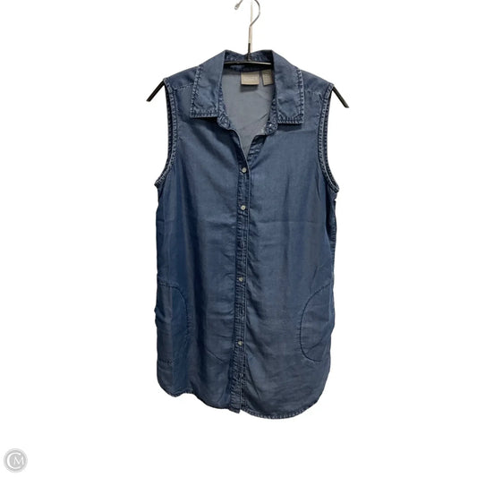 Top Sleeveless By Chicos In Blue Denim, Size: S