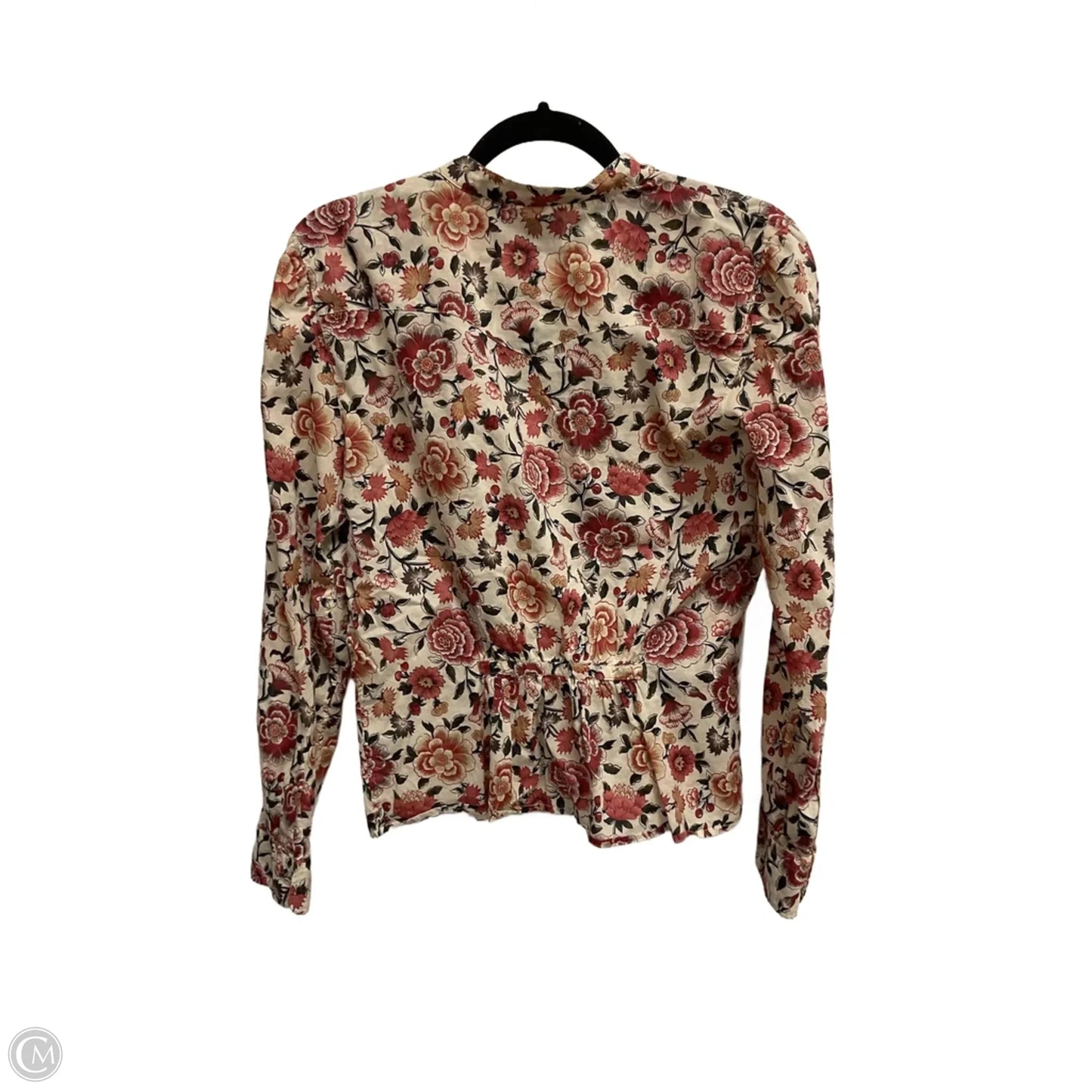 Blouse Long Sleeve By Chaps In Floral Print, Size: L