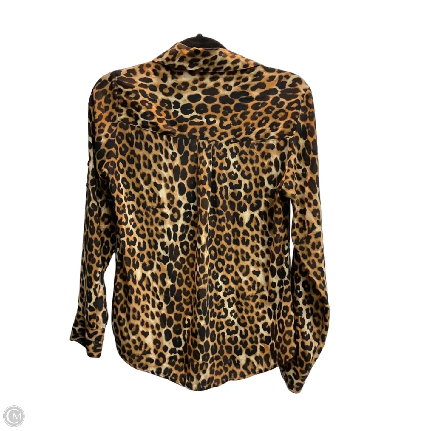 Blouse Long Sleeve By Express In Leopard Print, Size: Xs
