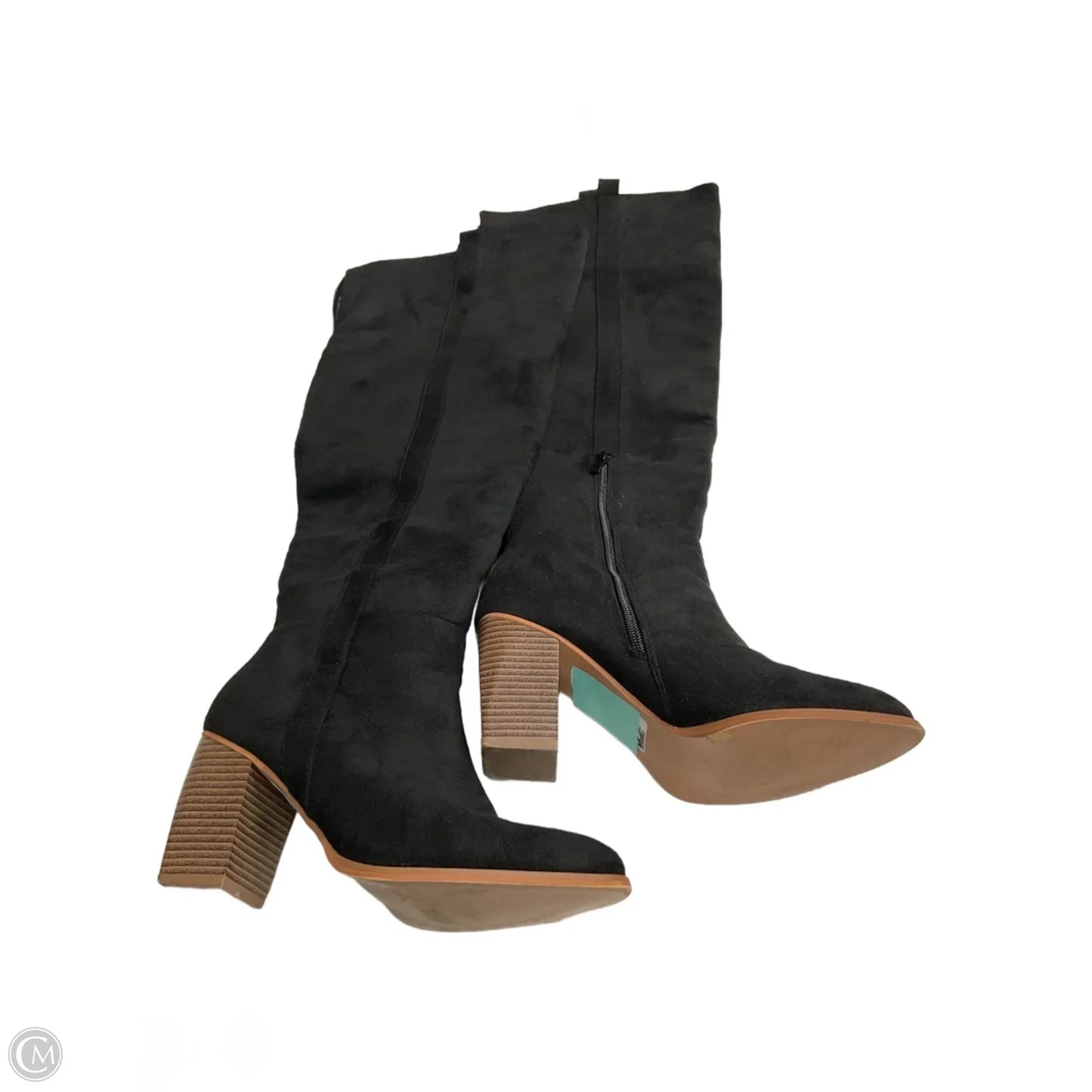 Boots Knee Heels By Clothes Mentor In Black, Size: 8.5