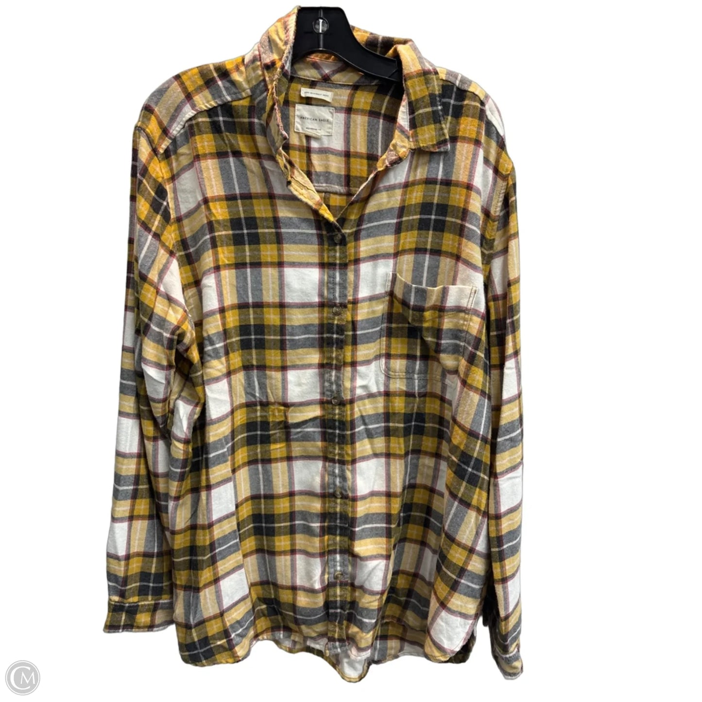 Top Long Sleeve By American Eagle In Plaid Pattern, Size: Xxl