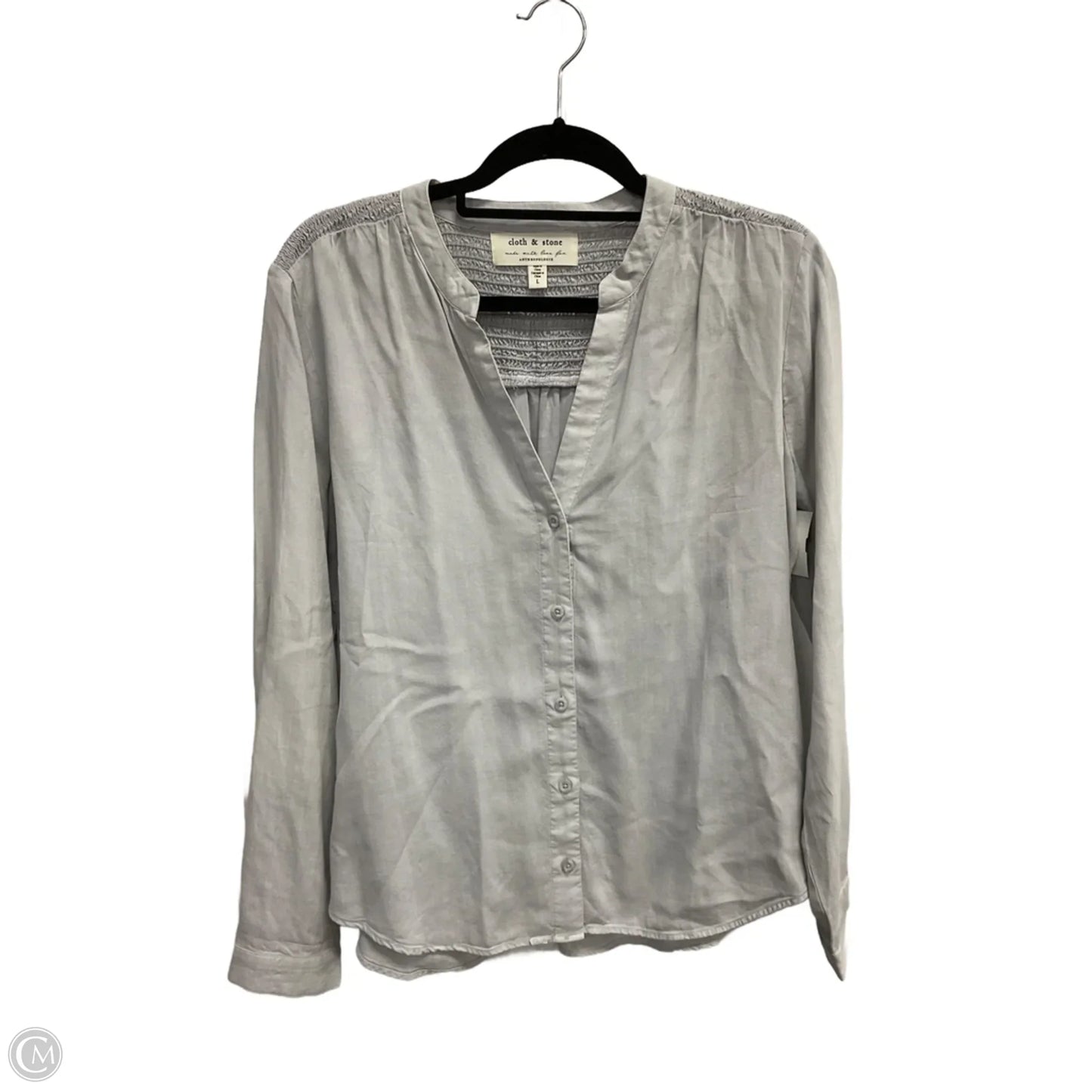 Blouse Long Sleeve By Cloth & Stone In Grey, Size: L