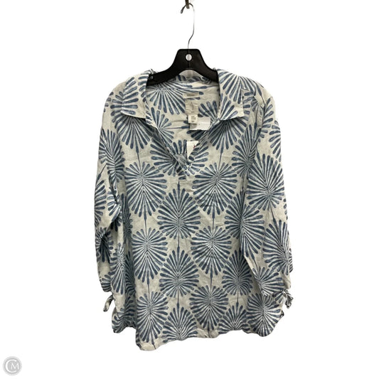 Top Long Sleeve By Joie In Blue & White, Size: 2x
