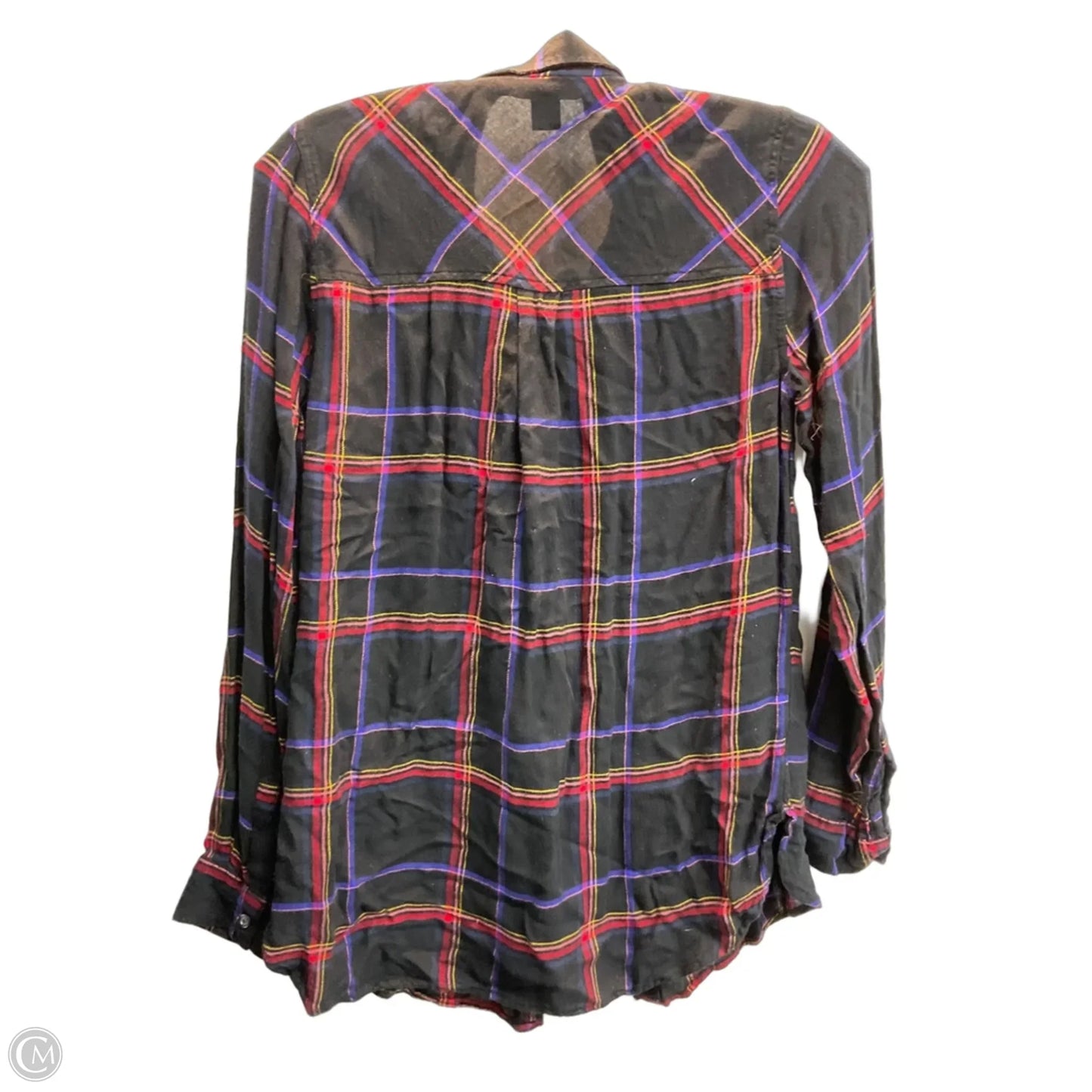 Top Long Sleeve By Old Navy In Plaid Pattern, Size: Xs