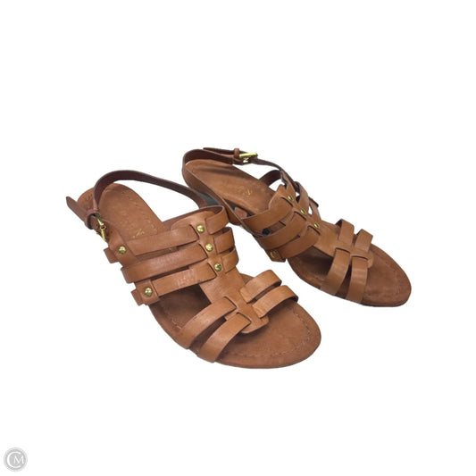Sandals Heels Wedge By Lauren By Ralph Lauren In Brown, Size: 5.5