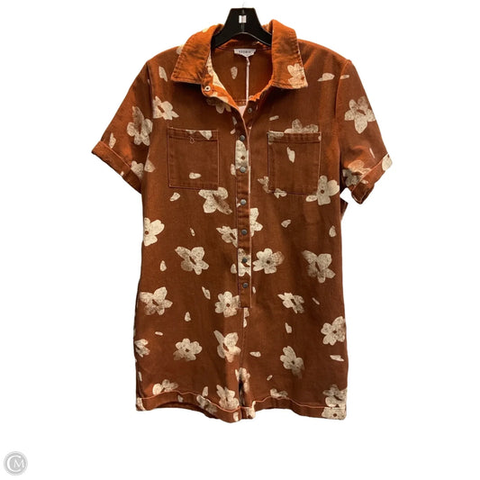 Romper By Storia In Orange Denim, Size: M