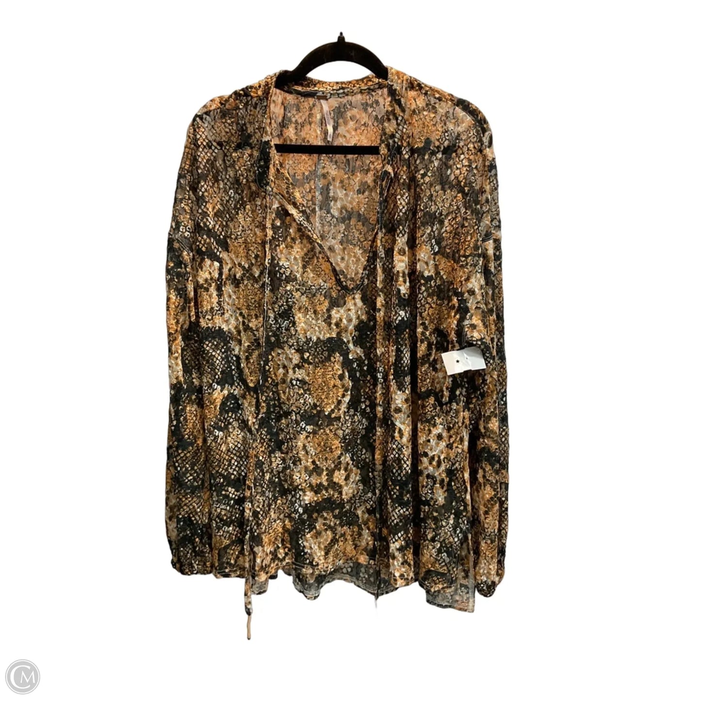 Blouse Long Sleeve By Free People In Snakeskin Print, Size: Xl
