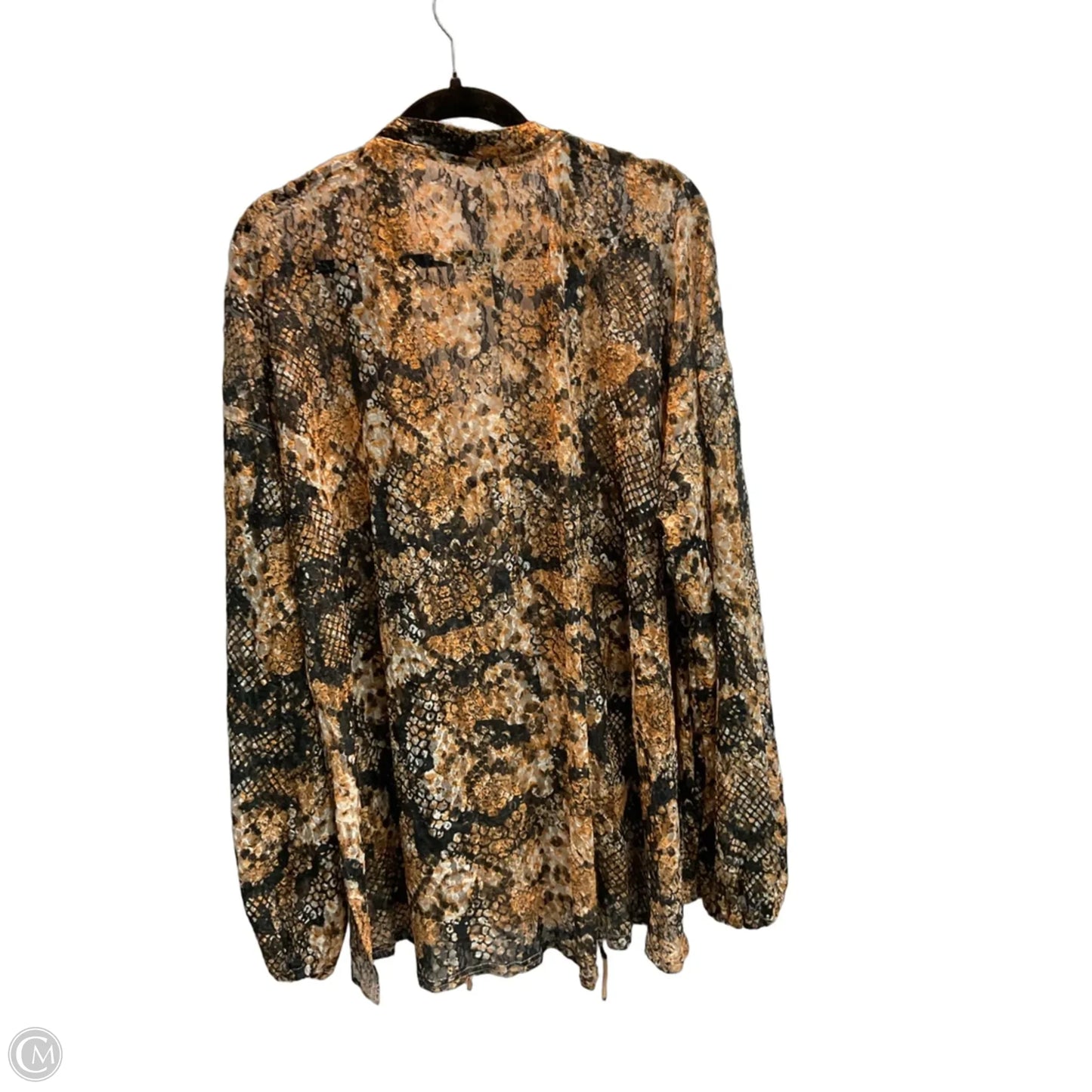 Blouse Long Sleeve By Free People In Snakeskin Print, Size: Xl
