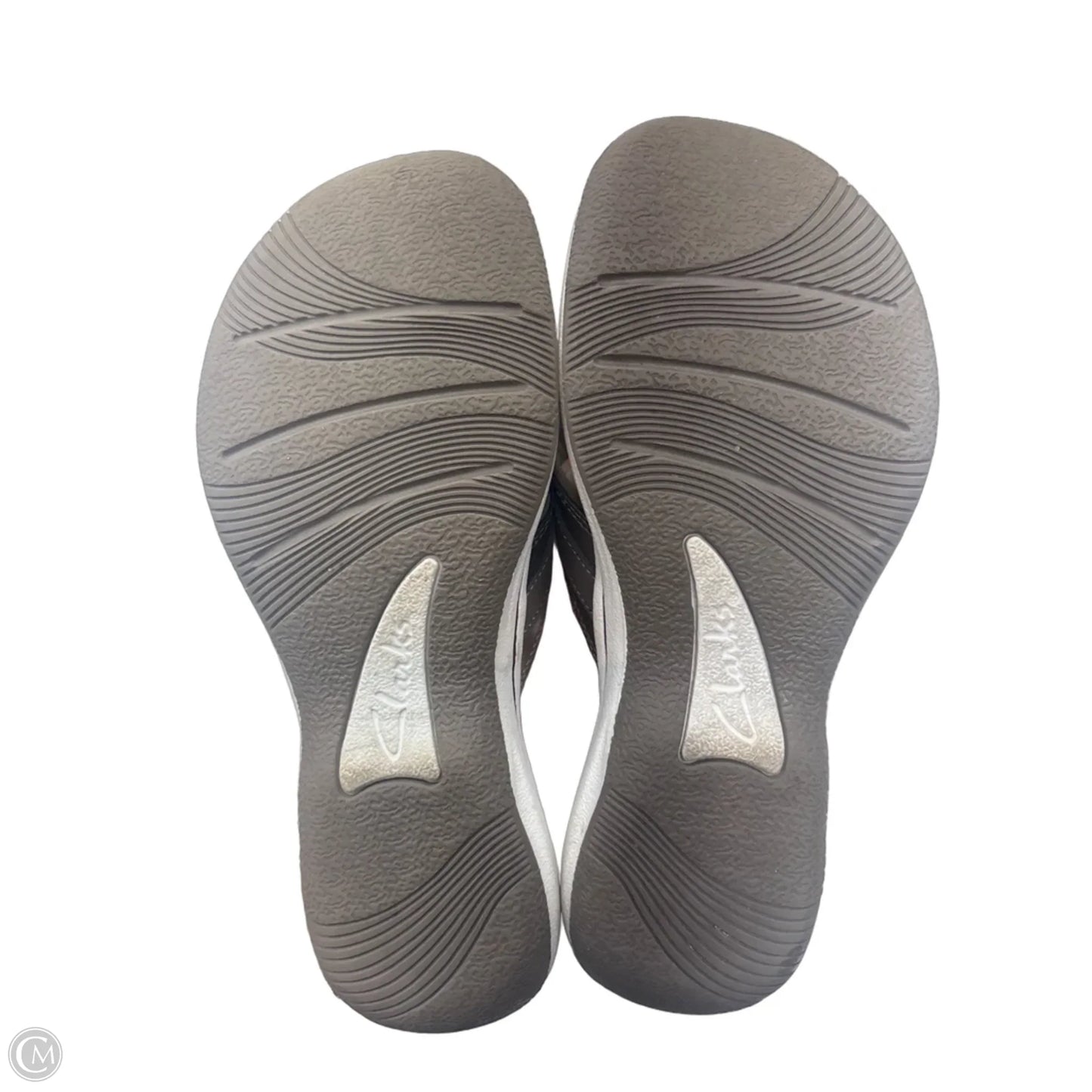 Sandals Flip Flops By Clarks In Silver, Size: 5