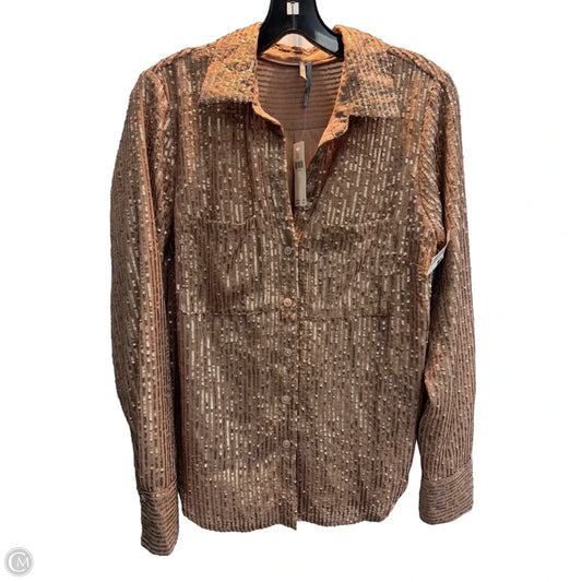 Blouse Long Sleeve By Anthropologie In Gold, Size: S