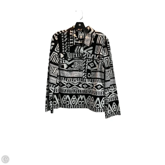 Jacket Shirt By Chicos In Black & White, Size: L